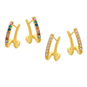 Double layered small C-shaped earrings