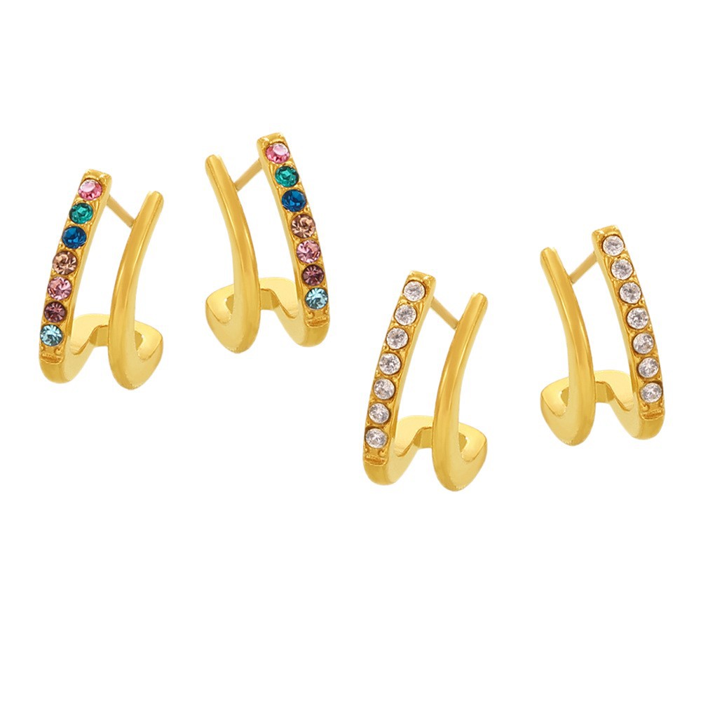 Double layered small C-shaped earrings
