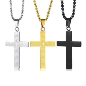 Scripture Cross Pendant Titanium Steel Necklace