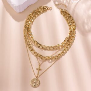 Alloy jewelry portrait layered necklace - Headshot Style Three