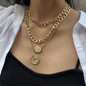 Alloy jewelry portrait layered necklace - Head Avatar Style One